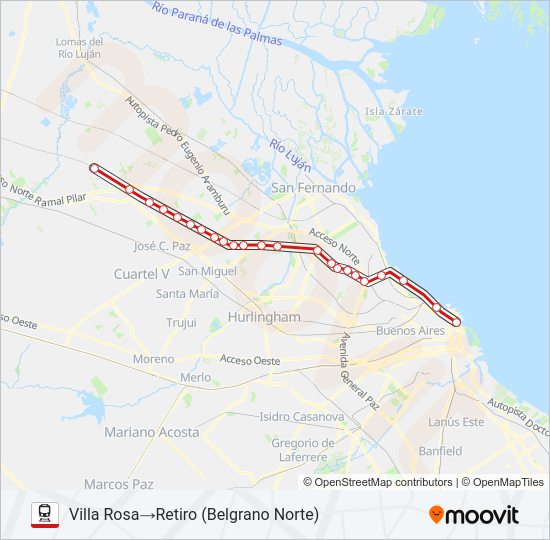 Mapa de BELGRANO NORTE de tren