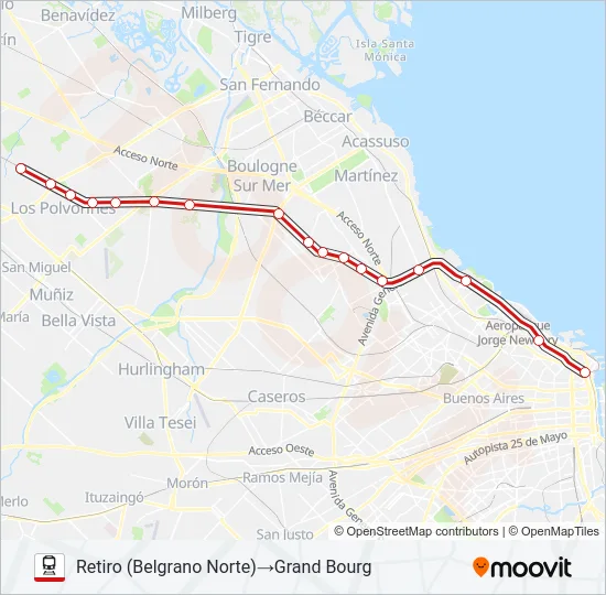 BELGRANO NORTE Train Line Map