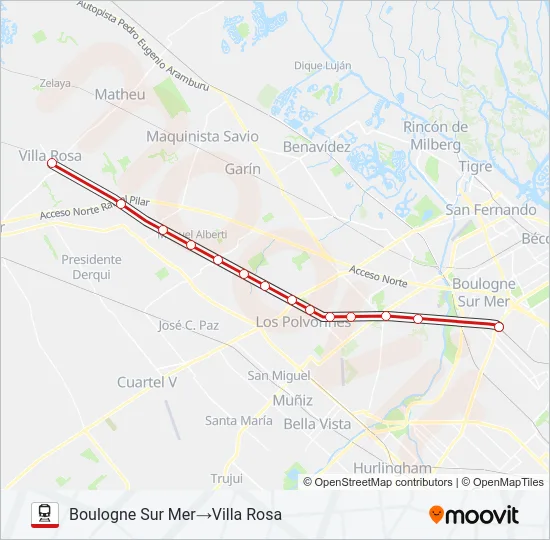 BELGRANO NORTE Train Line Map