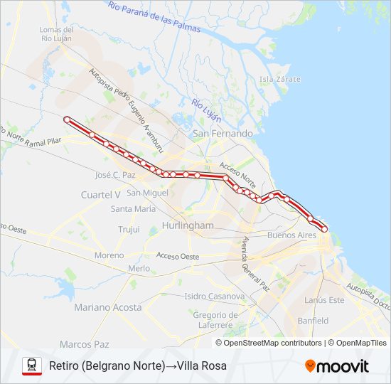 Mapa de BELGRANO NORTE de tren