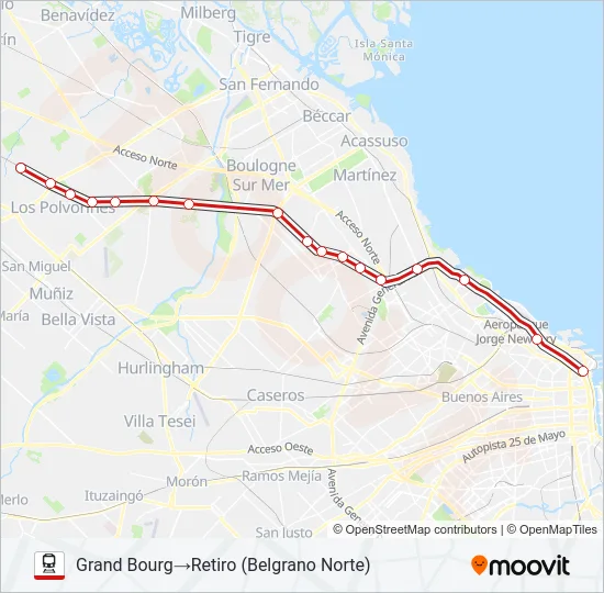 BELGRANO NORTE Train Line Map
