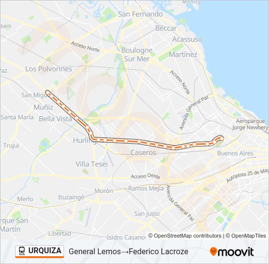 Mapa de URQUIZA de tren