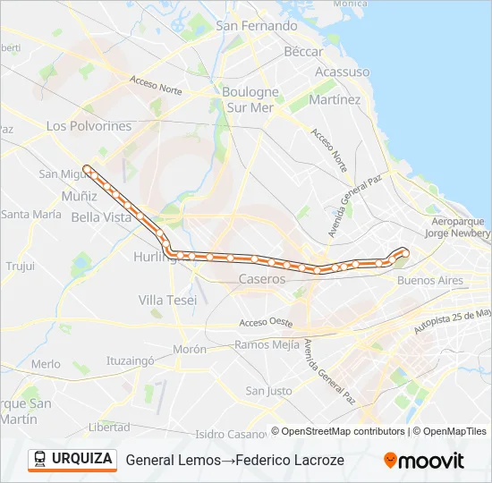 URQUIZA Train Line Map