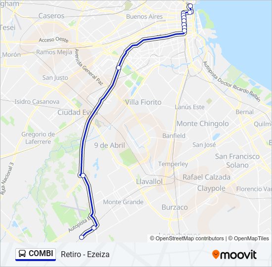 Ruta combi: horarios, paradas y mapas - Retiro - Ezeiza (Actualizado)
