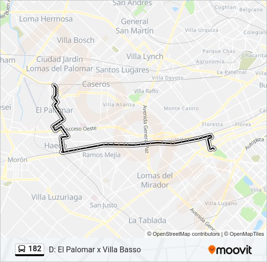 Mapa de 182 de Colectivo