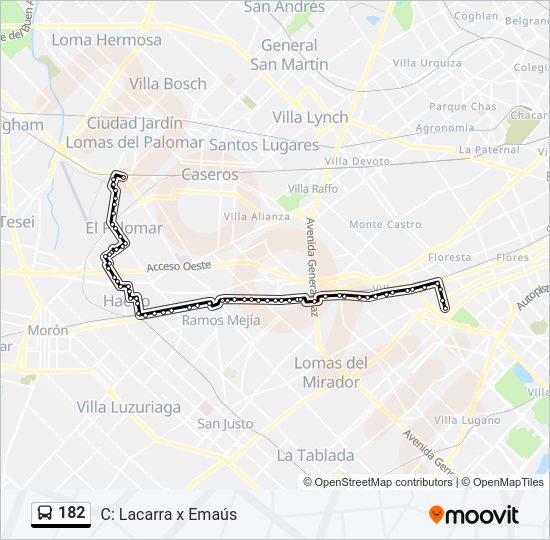 Mapa de 182 de Colectivo