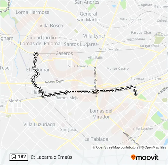 182 Colectivo Line Map