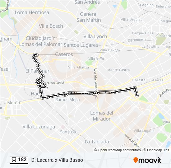 182 Colectivo Line Map