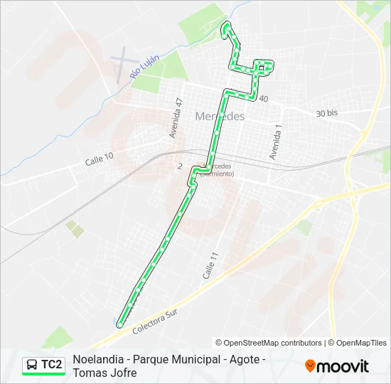 TC2 Colectivo Line Map