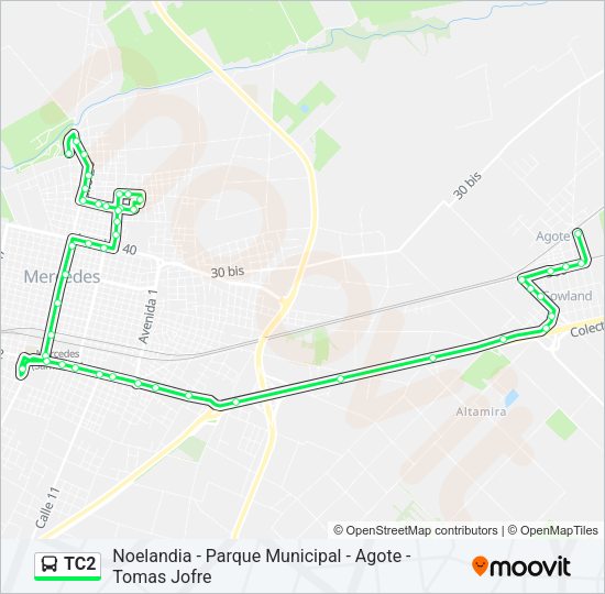 TC2 Colectivo Line Map