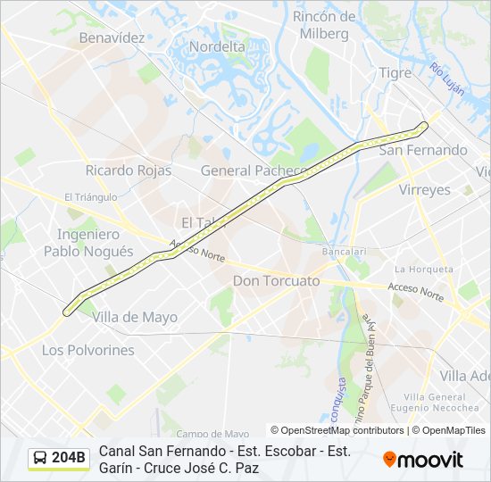 Mapa de 204B de Colectivo