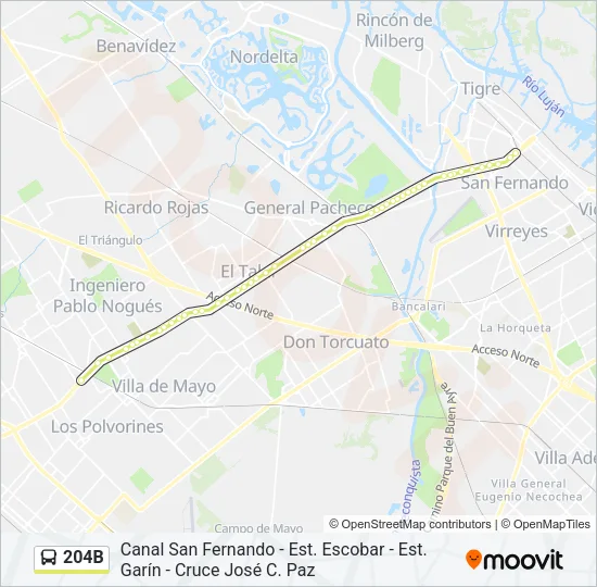 204B Colectivo Line Map