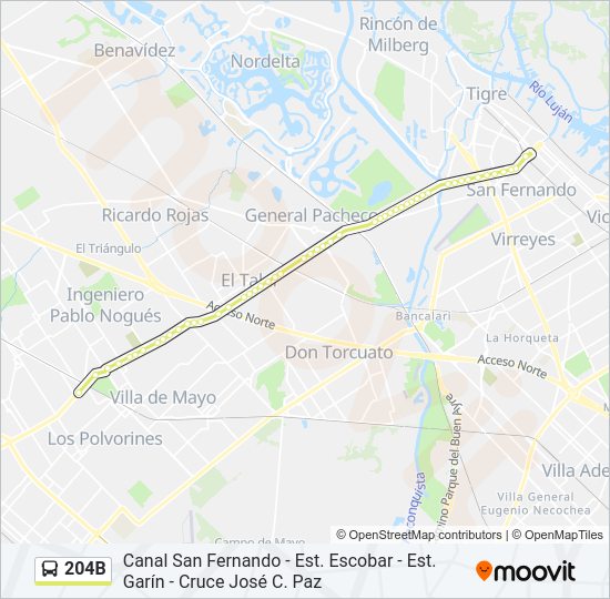 Mapa de 204B de Colectivo