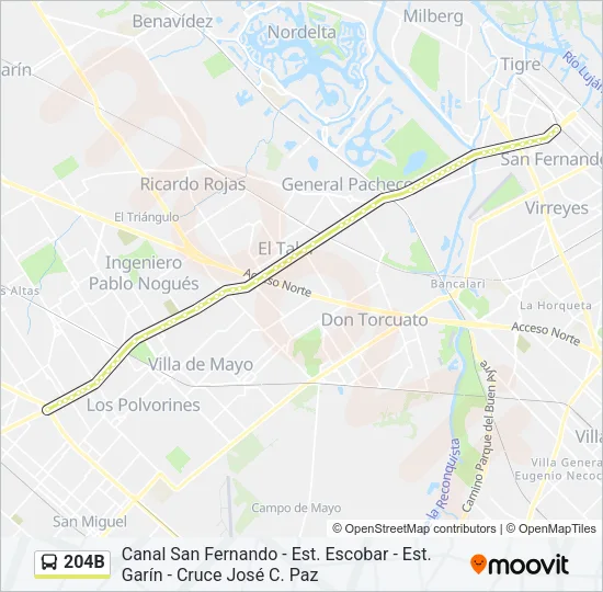 204B Colectivo Line Map