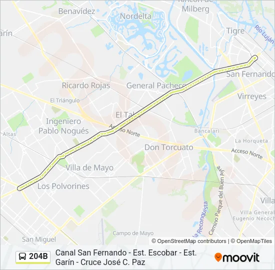 204B Colectivo Line Map