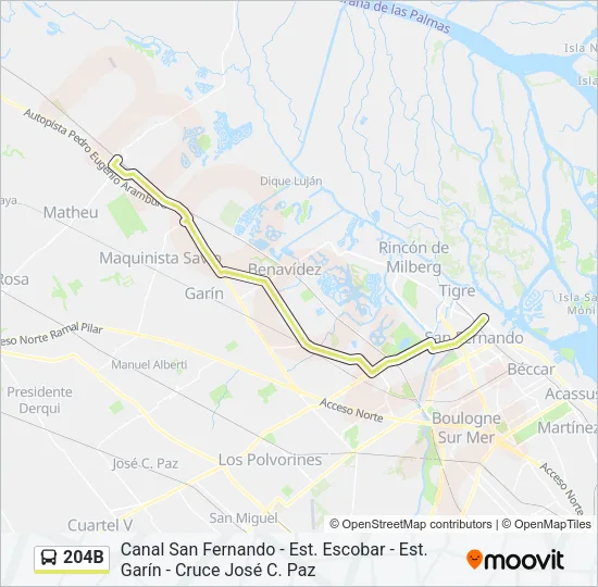 204B Colectivo Line Map