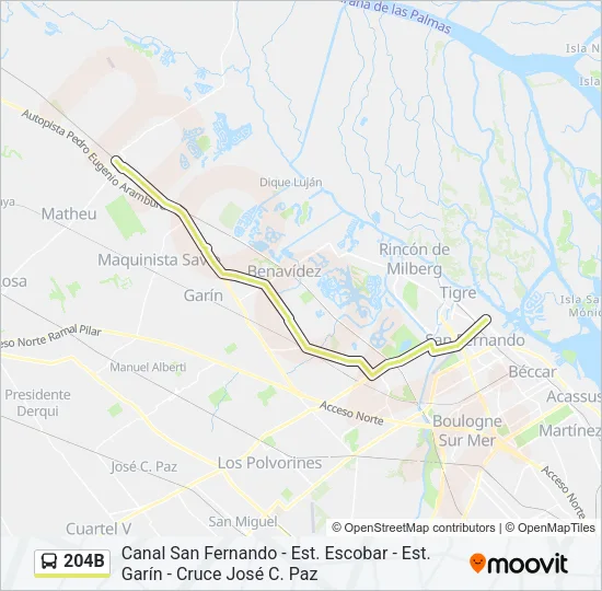 204B Colectivo Line Map