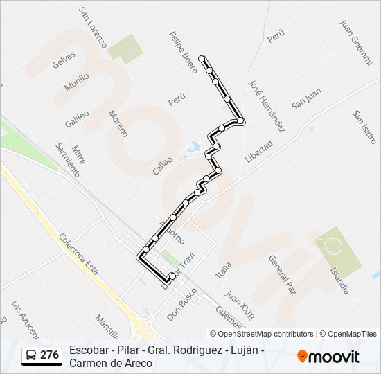 Mapa de 276 de Colectivo