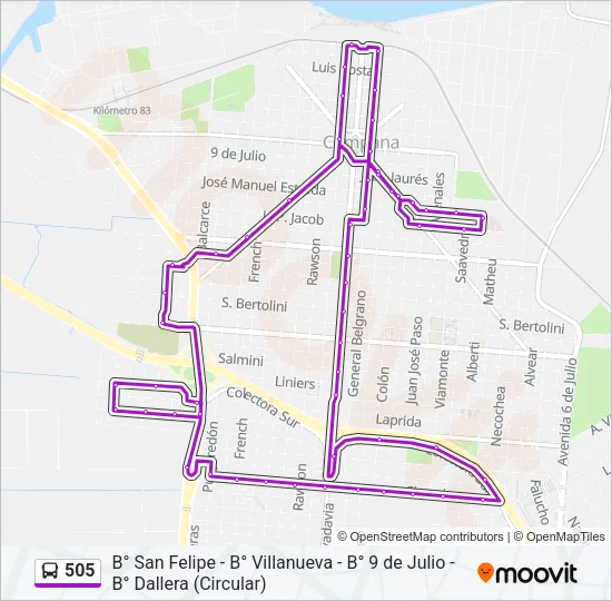 505 Colectivo Line Map