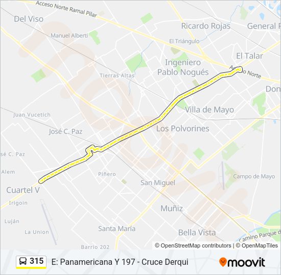 Mapa de 315 de Colectivo