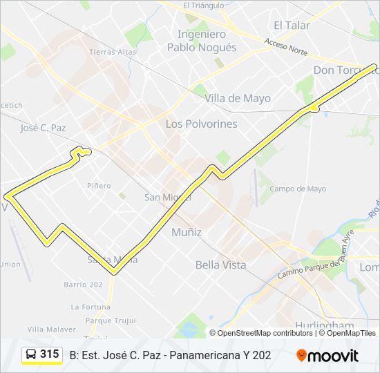 Mapa de 315 de Colectivo