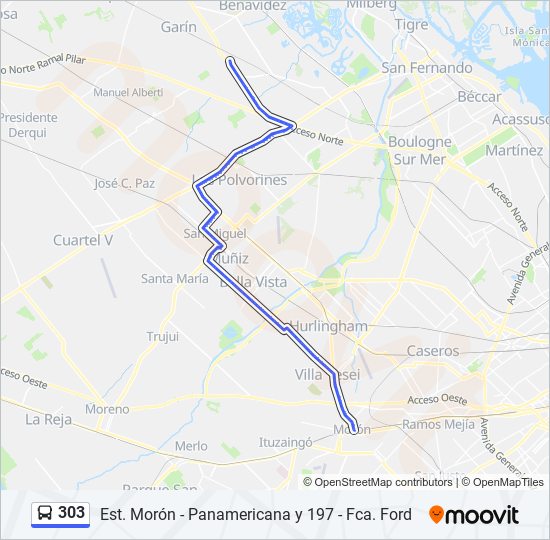303 colectivo Line Map