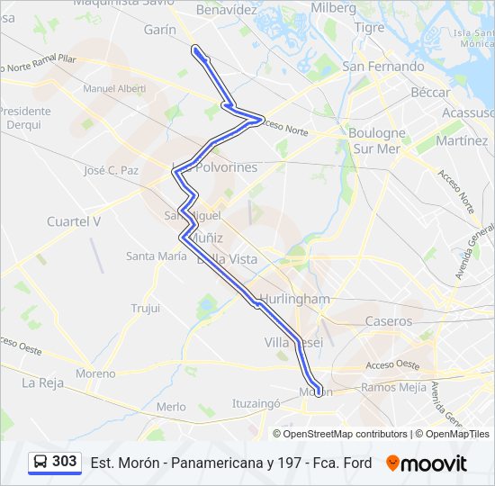 Mapa de 303 de Colectivo