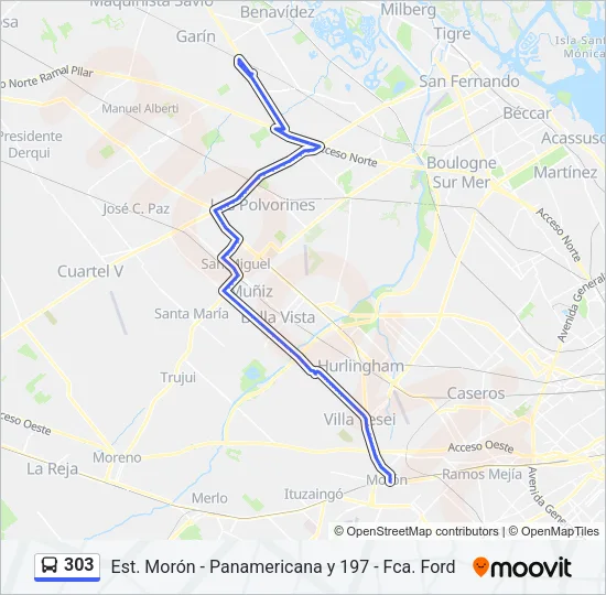 303 Colectivo Line Map