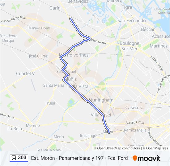 Mapa de 303 de Colectivo