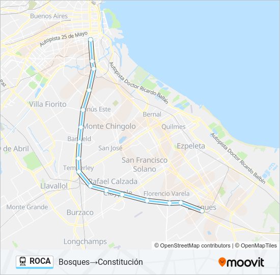 roca Route: Schedules, Stops & Maps - Bosques‎→Constitución (Updated)