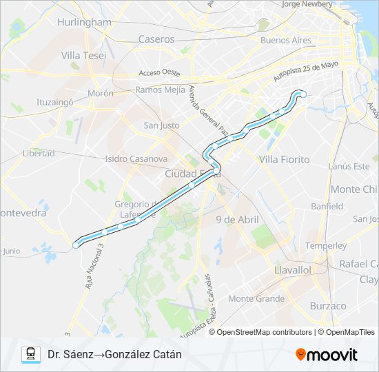 BELGRANO SUR train Line Map