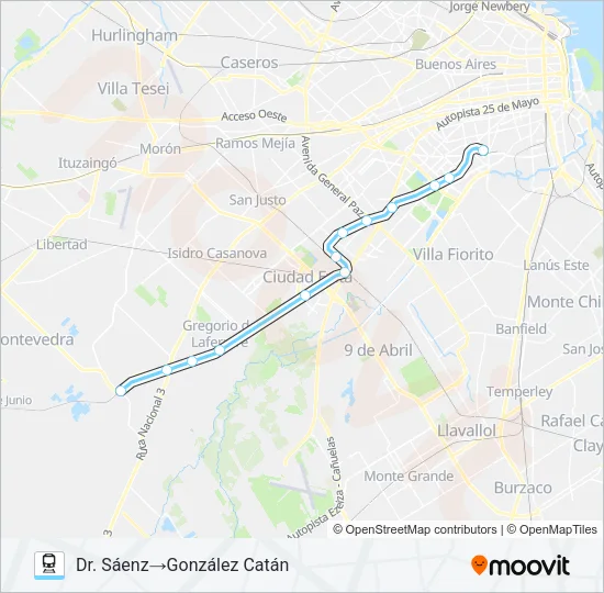 BELGRANO SUR Train Line Map
