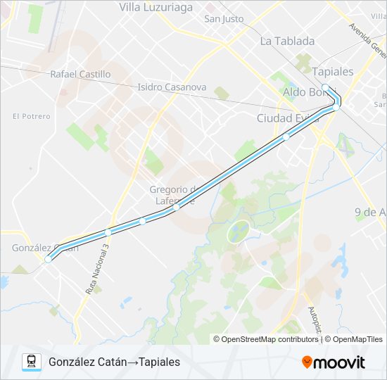 Mapa de BELGRANO SUR de tren