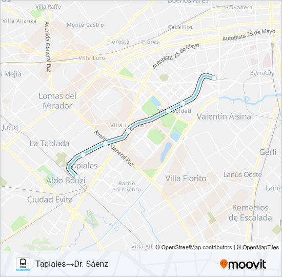 Mapa de BELGRANO SUR de tren