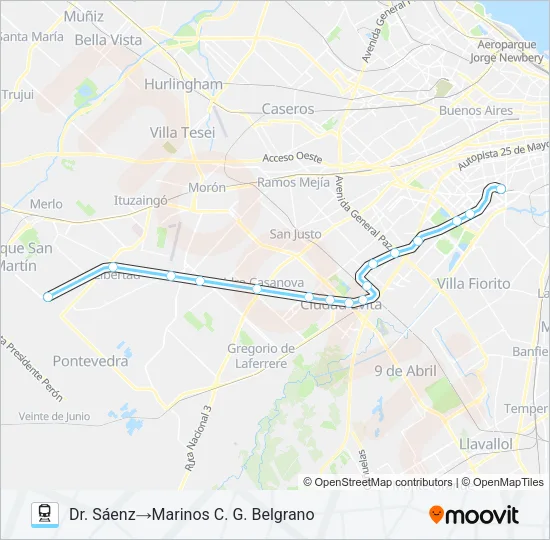 BELGRANO SUR Train Line Map