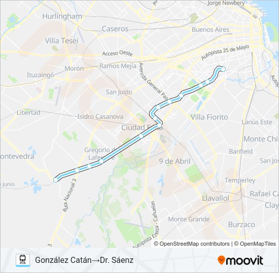 Mapa de BELGRANO SUR de tren