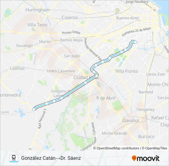 BELGRANO SUR Train Line Map