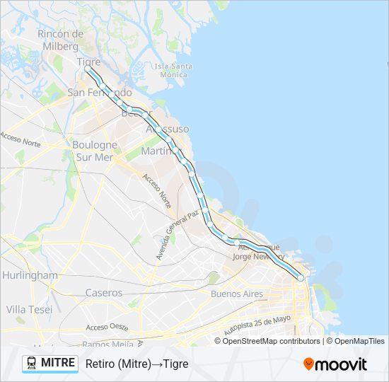 Mapa de MITRE de tren