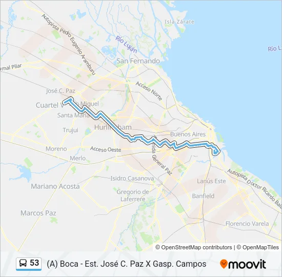 53 Colectivo Line Map