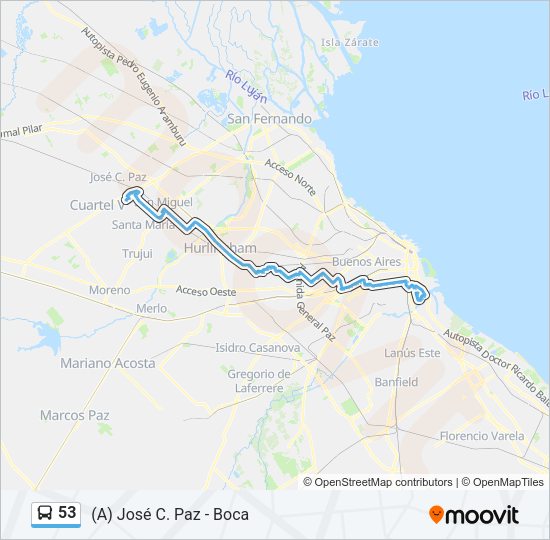 53 Colectivo Line Map