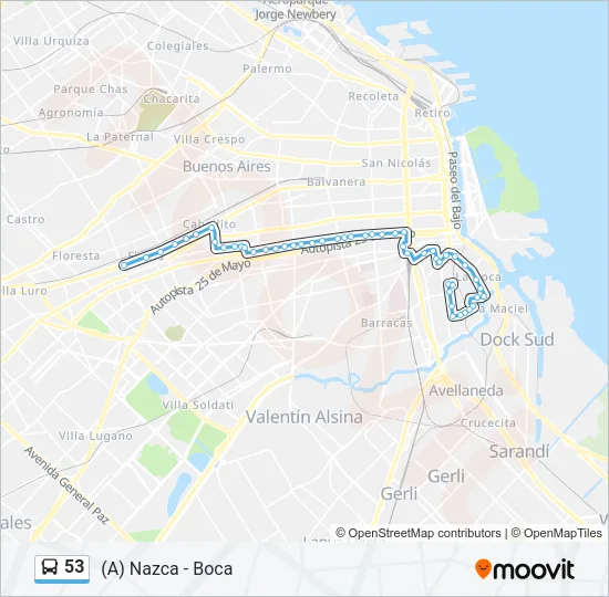 53 Colectivo Line Map