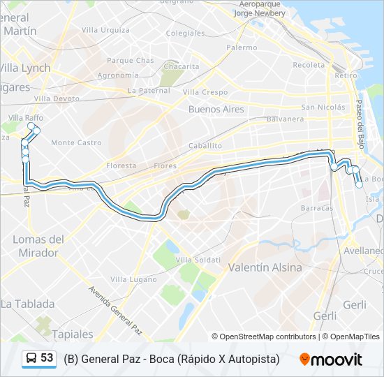 53 Colectivo Line Map
