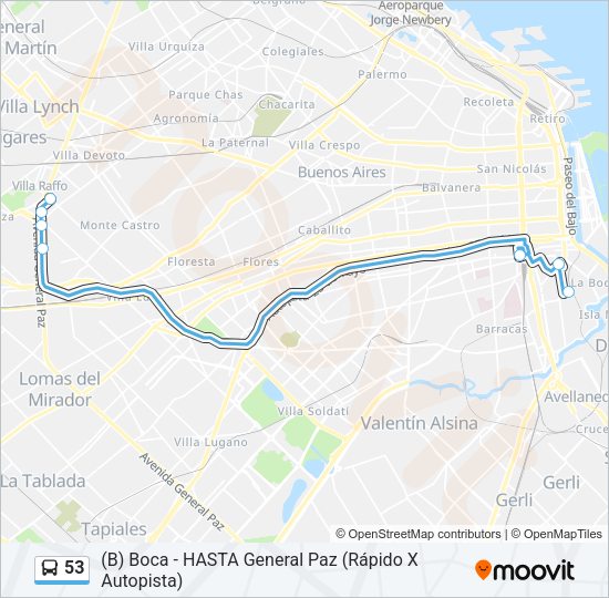 53 Colectivo Line Map