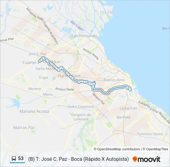 53 Colectivo Line Map