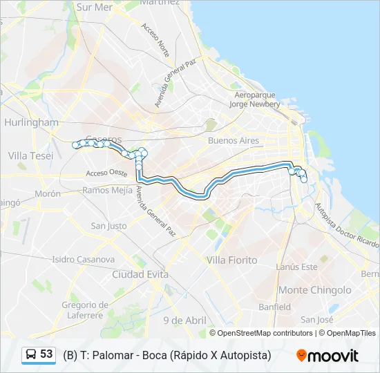 53 Colectivo Line Map
