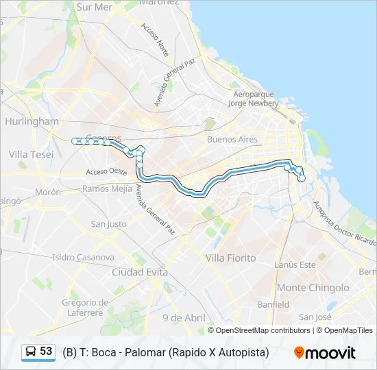 53 Colectivo Line Map