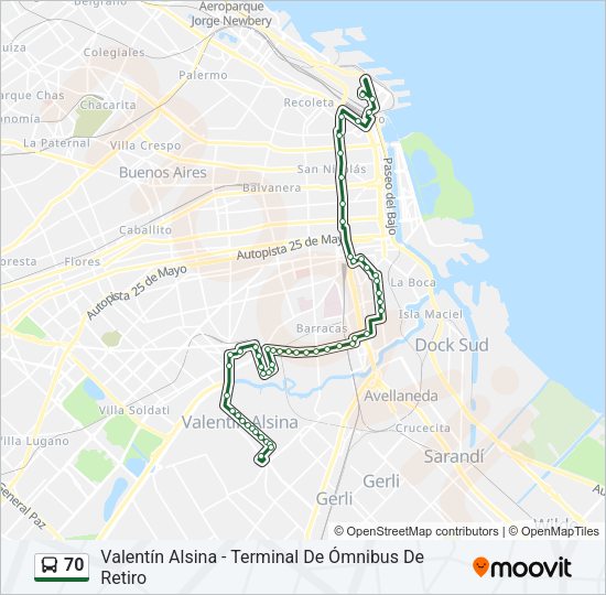 Mapa de 70 de Colectivo