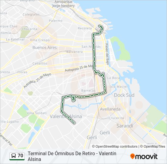 Mapa de 70 de Colectivo