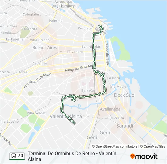 70 Colectivo Line Map