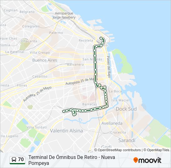 70 Colectivo Line Map